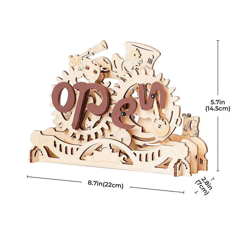 Open Closed Sign, 3D Wooden Puzzle - Mechanical Wood Models