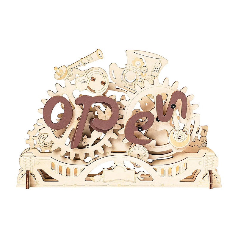 Open Closed Sign, 3D Wooden Puzzle - Mechanical Wood Models