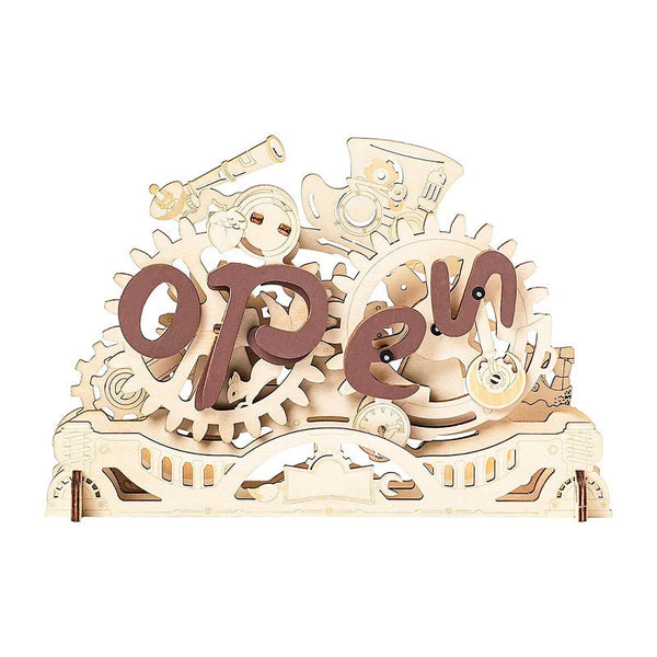Open Closed Sign, 3D Wooden Puzzle - Mechanical Wood Models