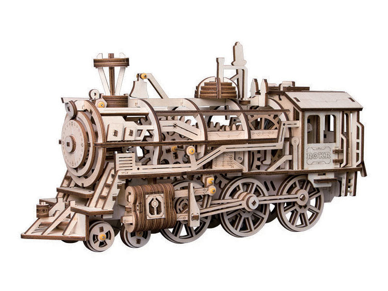 Mechanical Wood Models; Steam Locomotive - with wind-up spring
