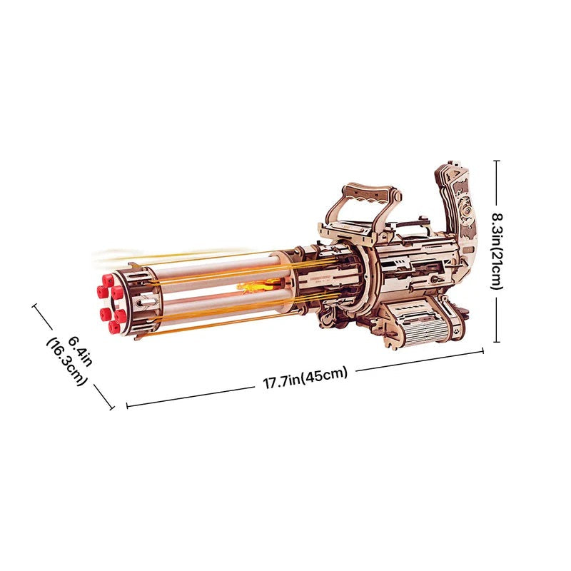ROKR-Robotime - Rotating Barrel Machine Gun Toy 3D Wooden Puzzle