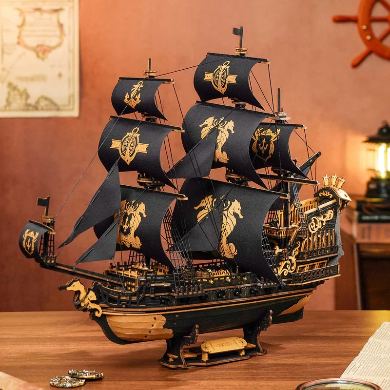 Robotime - The Seahorse Barque Sailing Ship Scale Model Vehicle