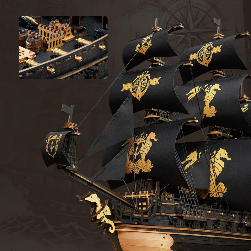 Robotime - The Seahorse Barque Sailing Ship Scale Model Vehicle