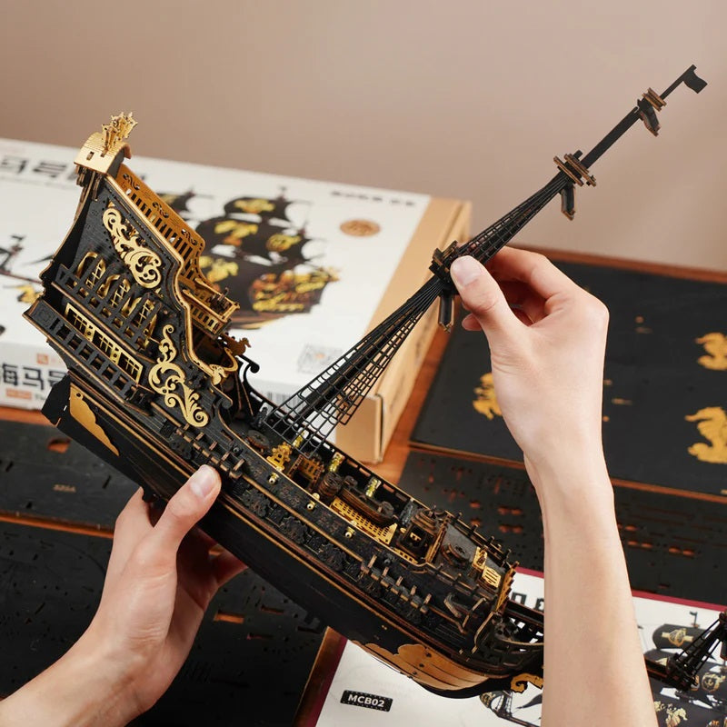 Robotime - The Seahorse Barque Sailing Ship Scale Model Vehicle