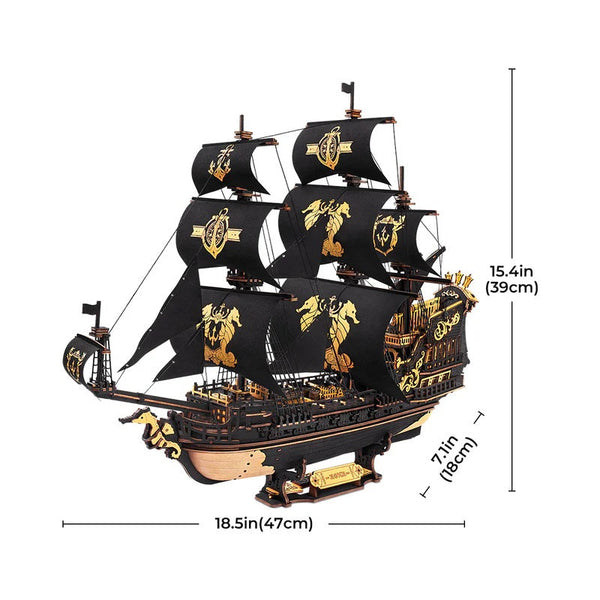 Robotime - The Seahorse Barque Sailing Ship Scale Model Vehicle