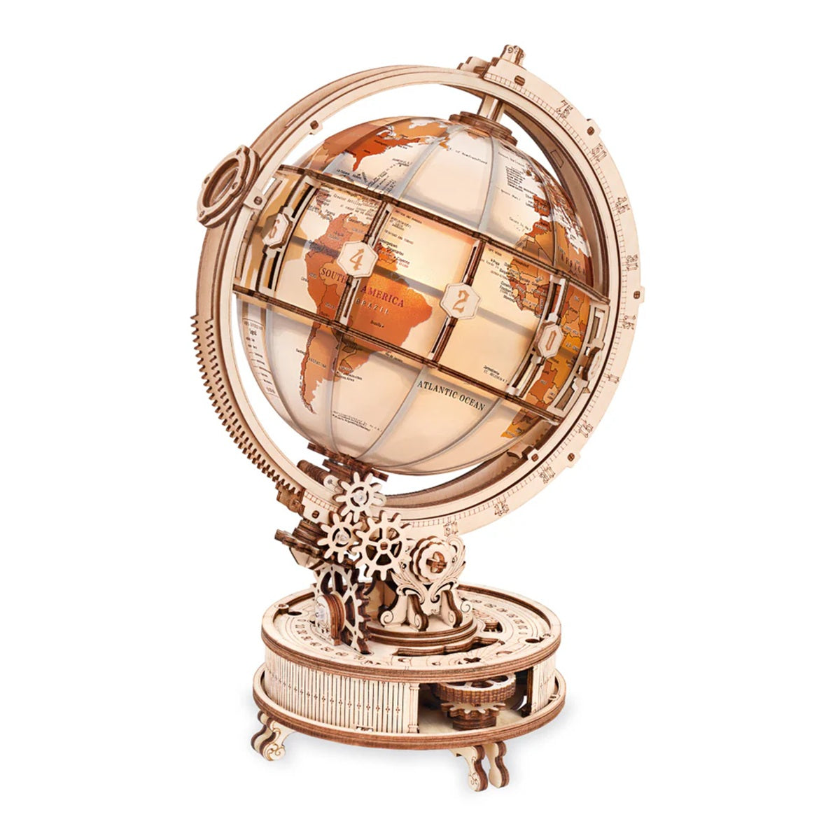 Robotime - Luminous Globe 3D Wooden Puzzle, Electric Version