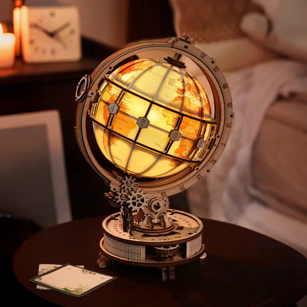 Robotime - Luminous Globe 3D Wooden Puzzle, Electric Version