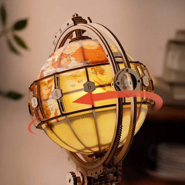 Robotime - Luminous Globe 3D Wooden Puzzle, Electric Version