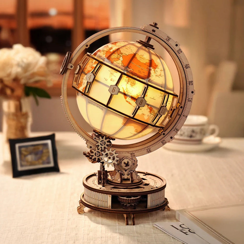 Robotime - Luminous Globe 3D Wooden Puzzle, Electric Version