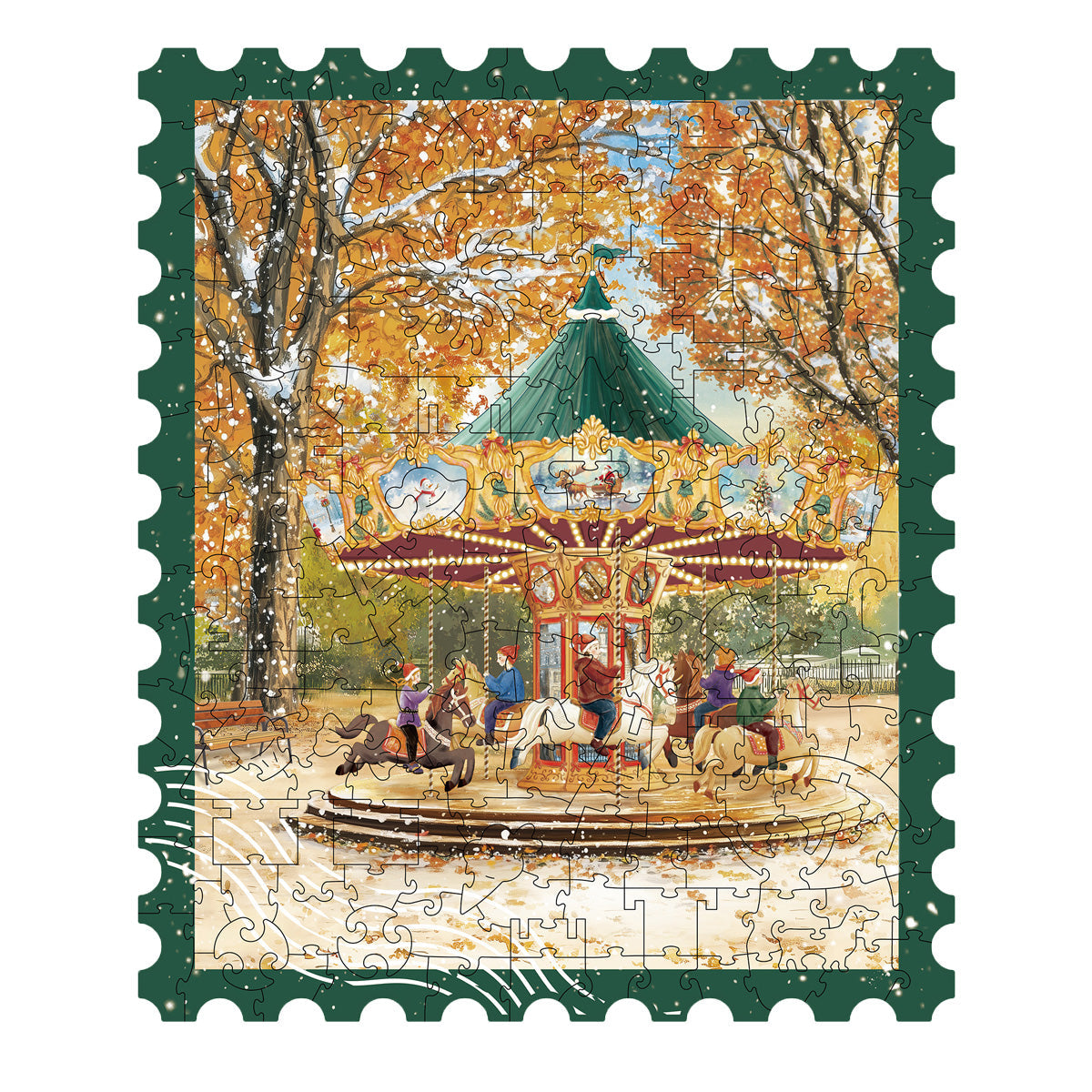 Rowood Golden Autumn Carousel Wooden Jigsaw Puzzle