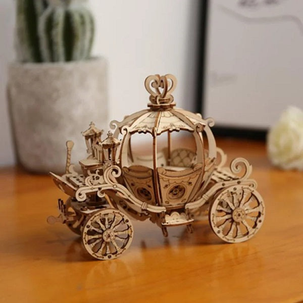 Robotime - Classic 3D Wood Puzzles; Pumpkin Carriage/Cart