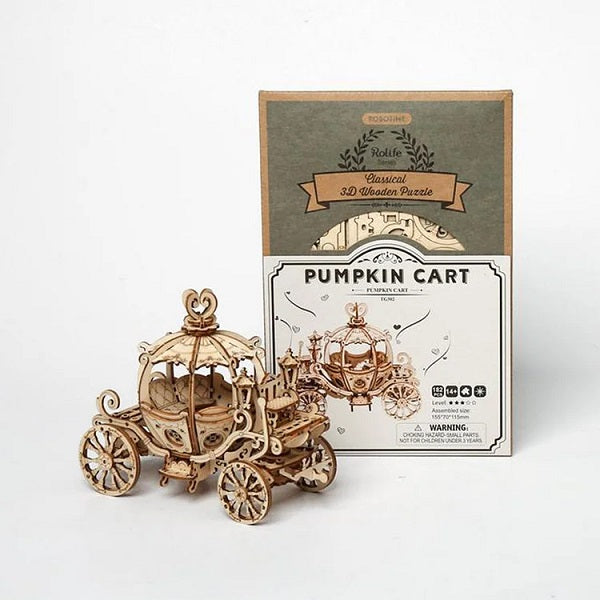 Robotime - Classic 3D Wood Puzzles; Pumpkin Carriage/Cart