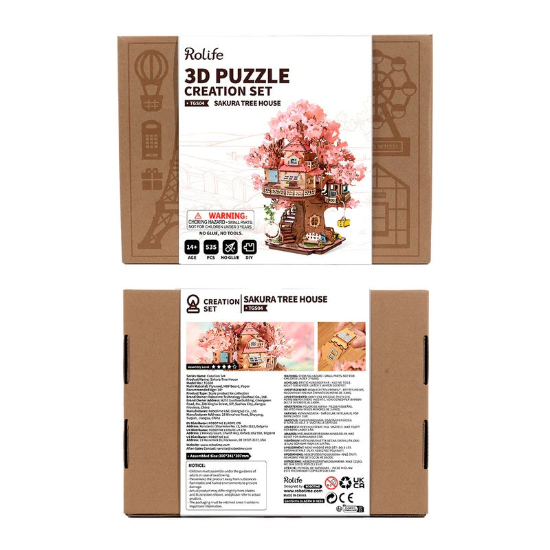 Sakura Tree House, DIY Wooden 3D Puzzle