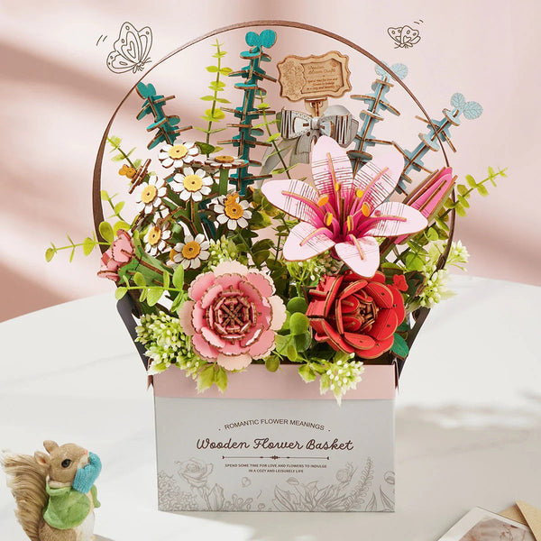 Wooden Flower Basket DIY 3D Puzzle