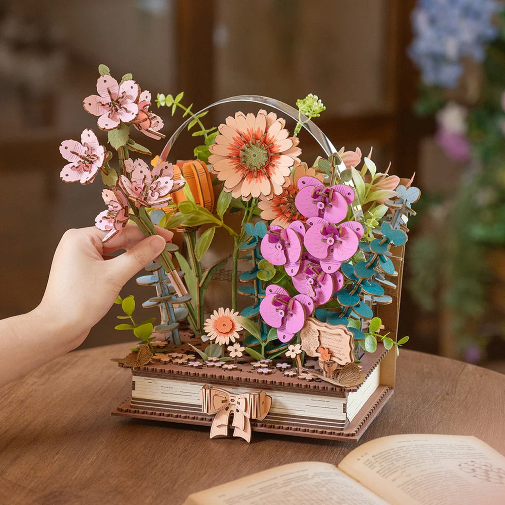 Wooden Blooming Book DIY Flower Bouquet 3D Puzzle