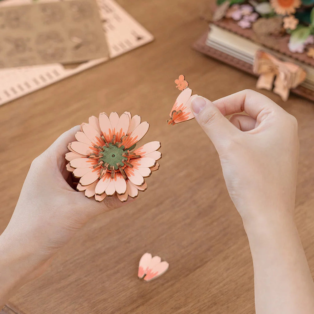Wooden Blooming Book DIY Flower Bouquet 3D Puzzle