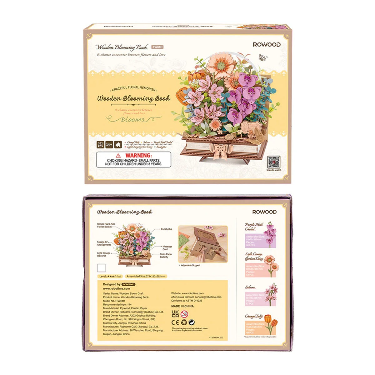 Wooden Blooming Book DIY Flower Bouquet 3D Puzzle