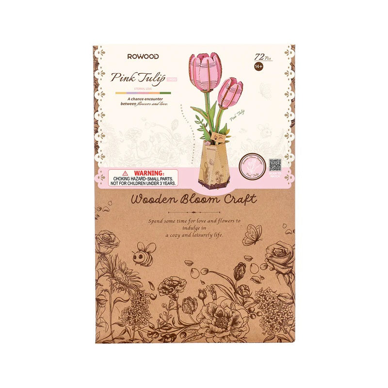 Rowood - Pink Tulip DIY Flower 3D Wooden Puzzle TW082