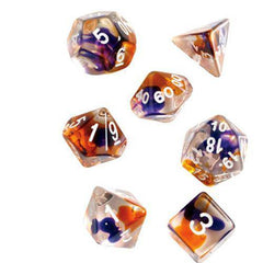 RPG Dice Set (7+1): Purple, Orange Semi-Transparent Resin - Collectors World Toys
