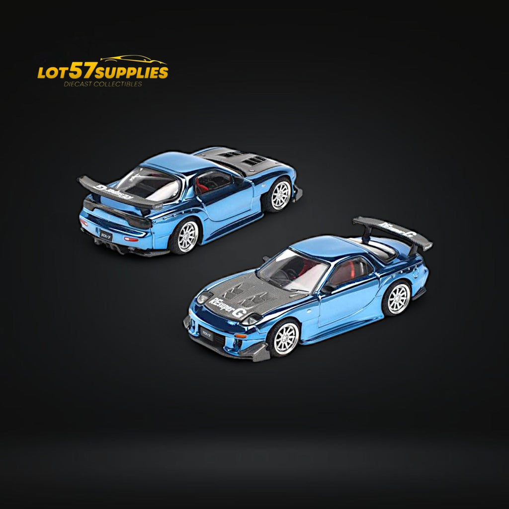 (Pre-Order) Pop Race Mazda RX-7 Re-Amemiya Blue Chrome 1:64