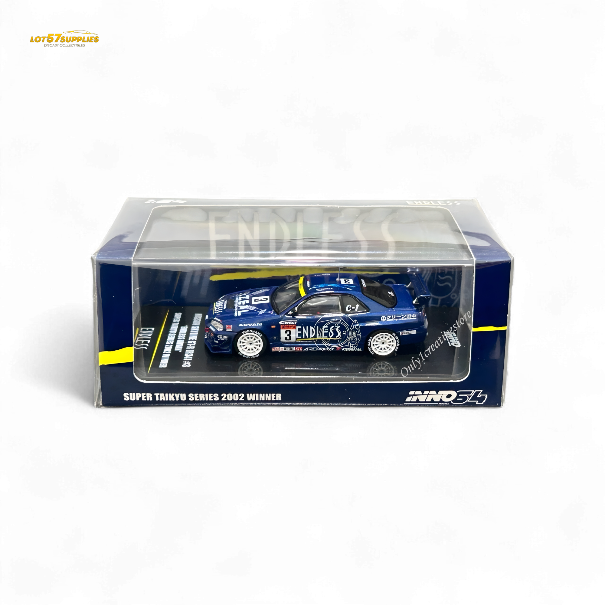 Inno64 NISSAN SKYLINE GT-R (R34) #3 "ENDLESS ADVAN"  Super Taikyu Series 2002 Winner 1:64 - Collectors World Toys