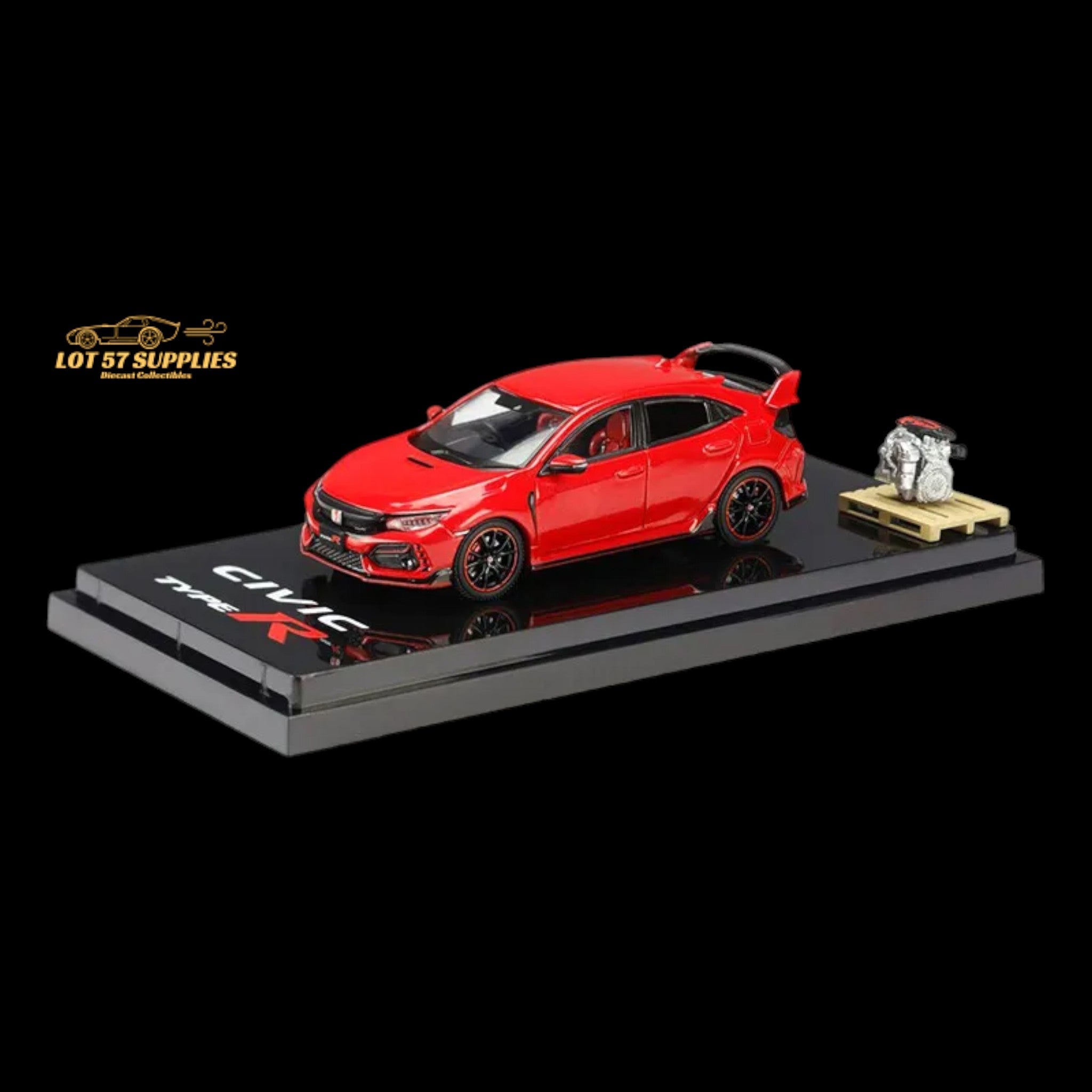 Hobby Japan 2017 Honda Civic Type R FK8 Flame Red With Engine Model Display 1:64 HJ641055AR Main image