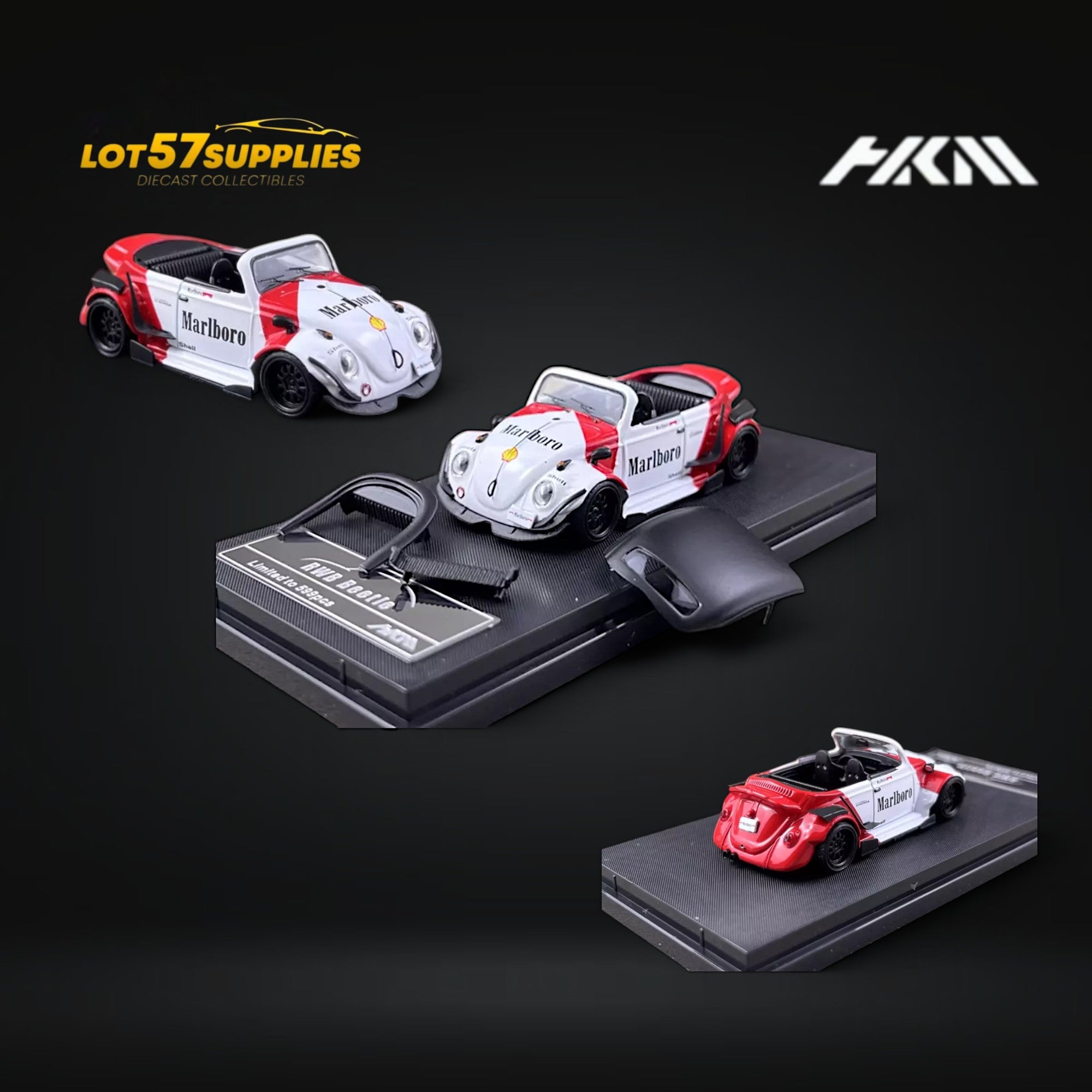 HKM Model VW Beetle Convertible Cabriolet Marlboro 1:64 Limited to 599 Pcs - Collectors World Toys