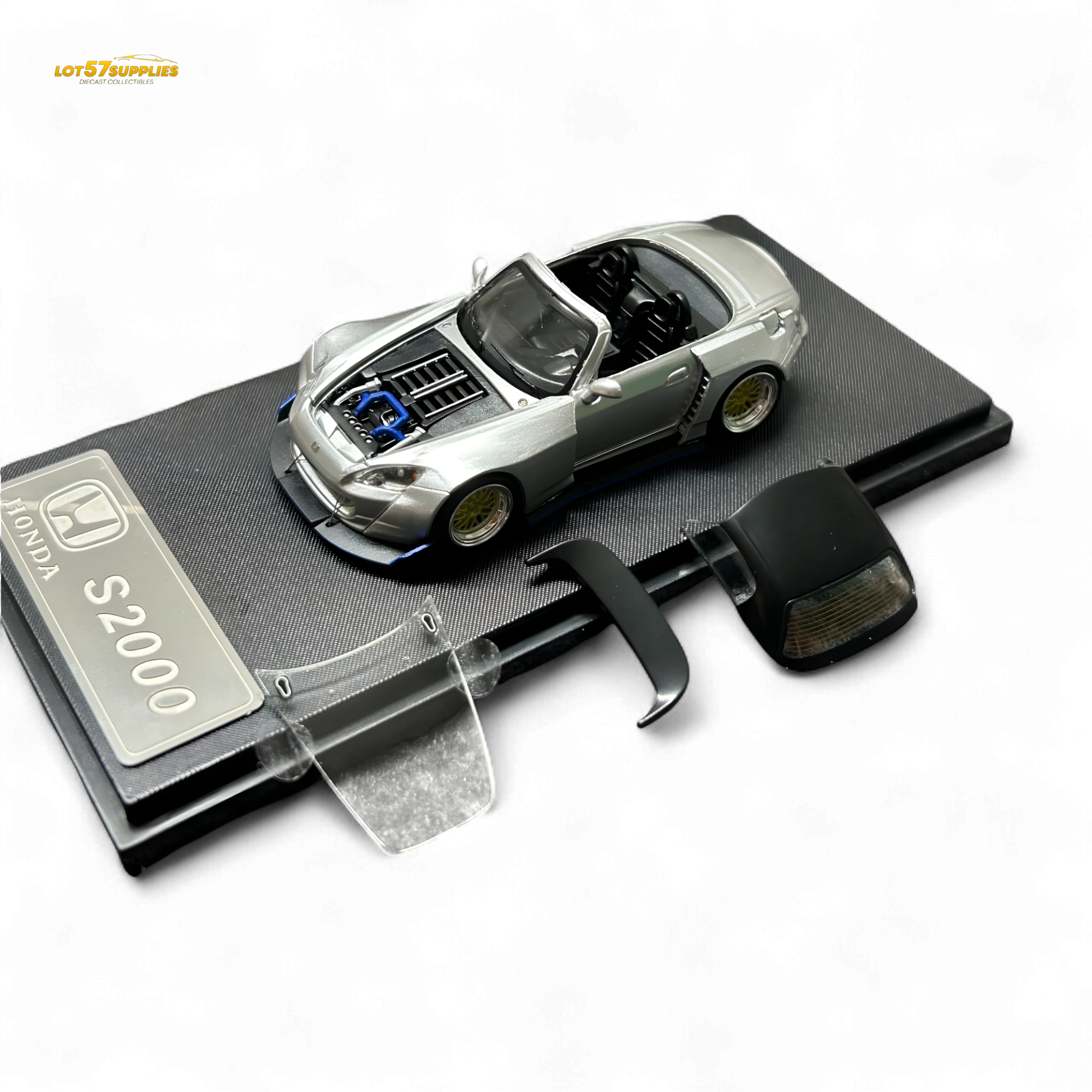 Rhino Model RM 1:64 Honda S2000 Wide-Body Roadster Silver