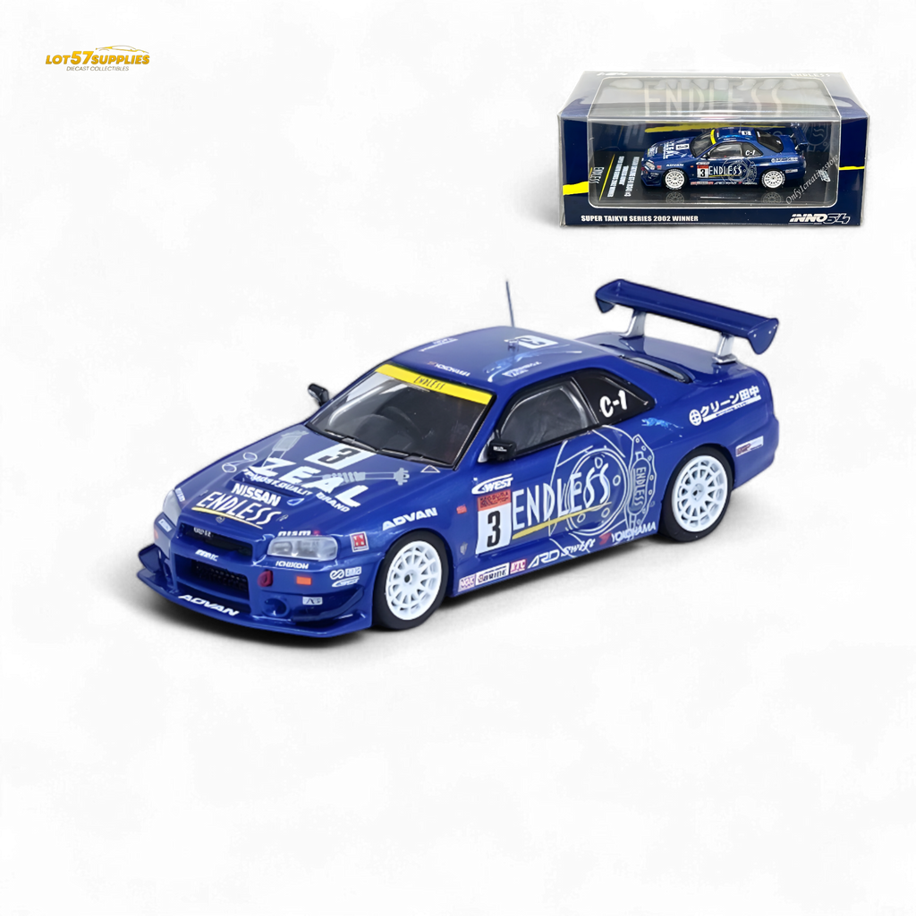Inno64 NISSAN SKYLINE GT-R (R34) #3 "ENDLESS ADVAN"  Super Taikyu Series 2002 Winner 1:64 - Collectors World Toys