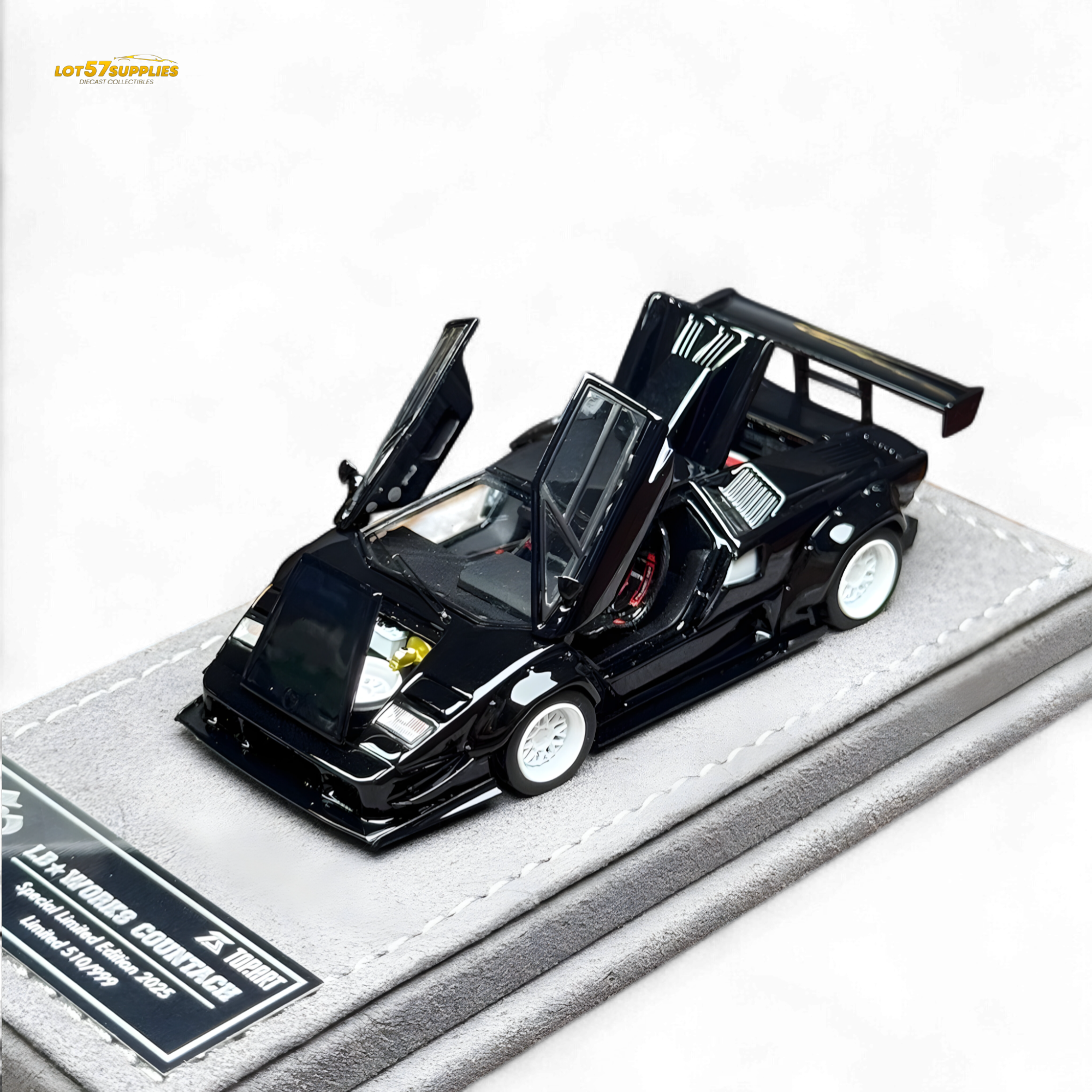 TPC Lamborghini Countach LBWK Black White Wheels Malaysia Exclusive Openable - 1:64 Main image