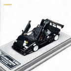 TPC Lamborghini Countach LBWK Black White Wheels Malaysia Exclusive Openable - 1:64