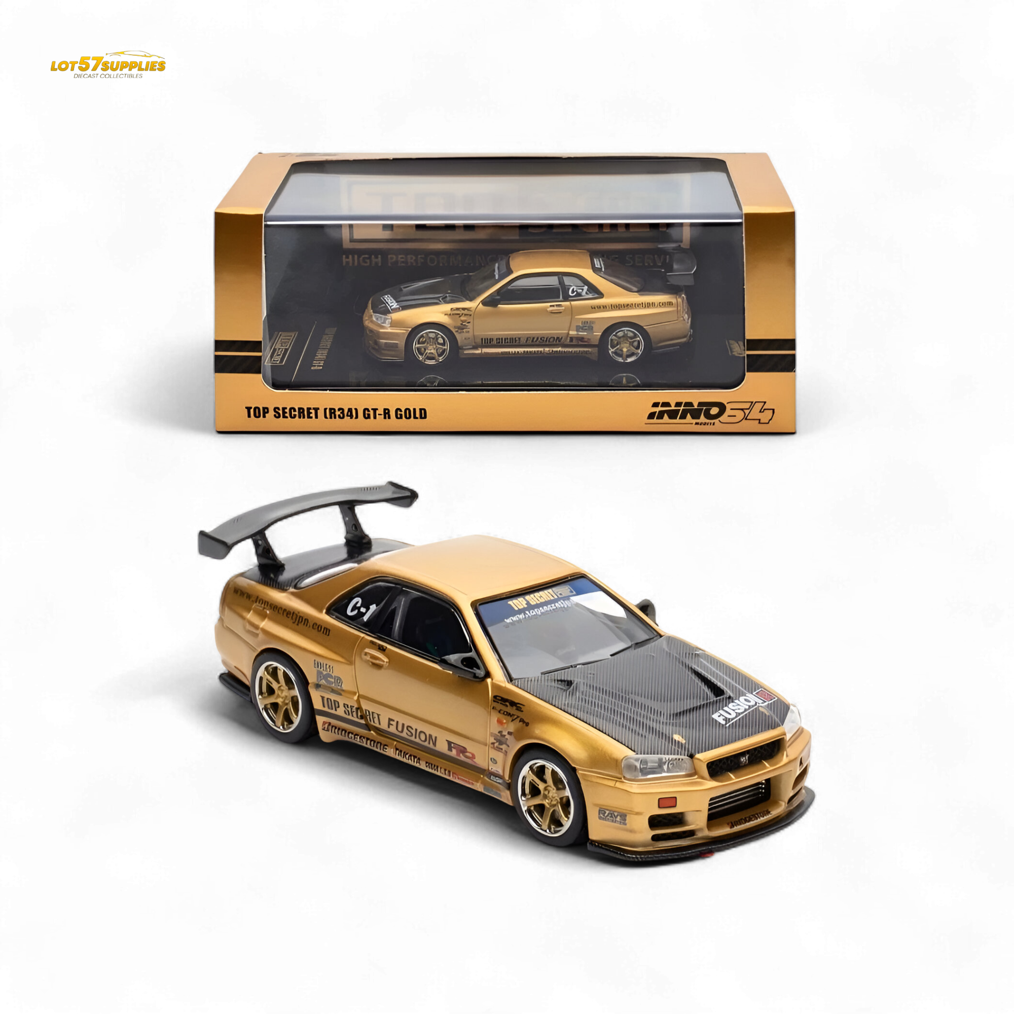 Inno64 TOP SECRET R34 GT-R - Gold 1:64 Main image