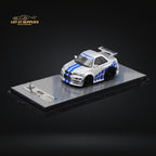 YM model X QCAR Skyline R34 Silver Blue F&F Livery Resin 1:64 - Collectors World Toys