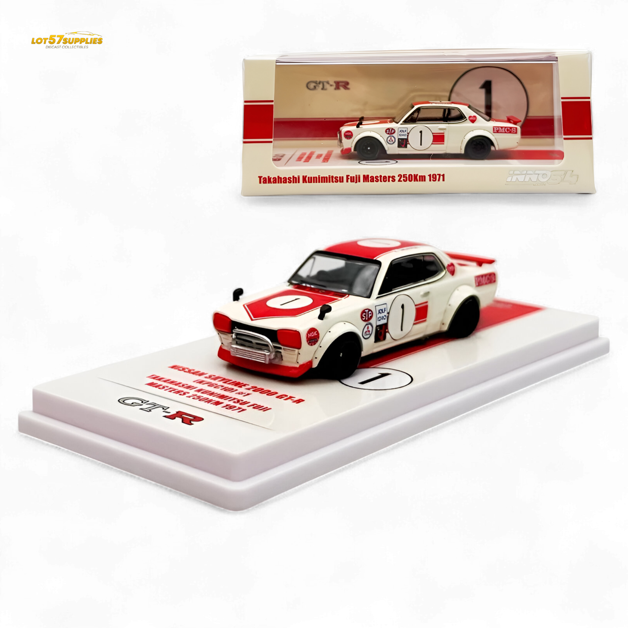 Inno64 NISSAN SKYLINE 2000 GT-R KPGC10 #1 Takahashi Kunimitsu Fuji Masters 250Km 1971 1:64 Main image