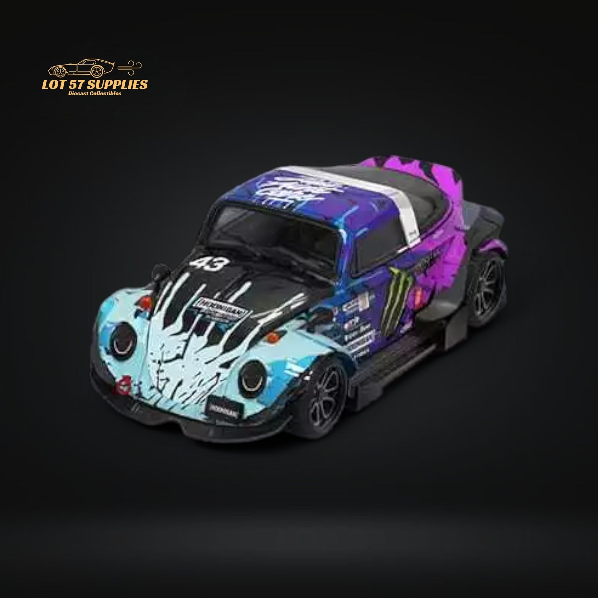 Mini Station Volkswagen Beetle Targa RWB in Pink Flower Livery 1:64 Main image