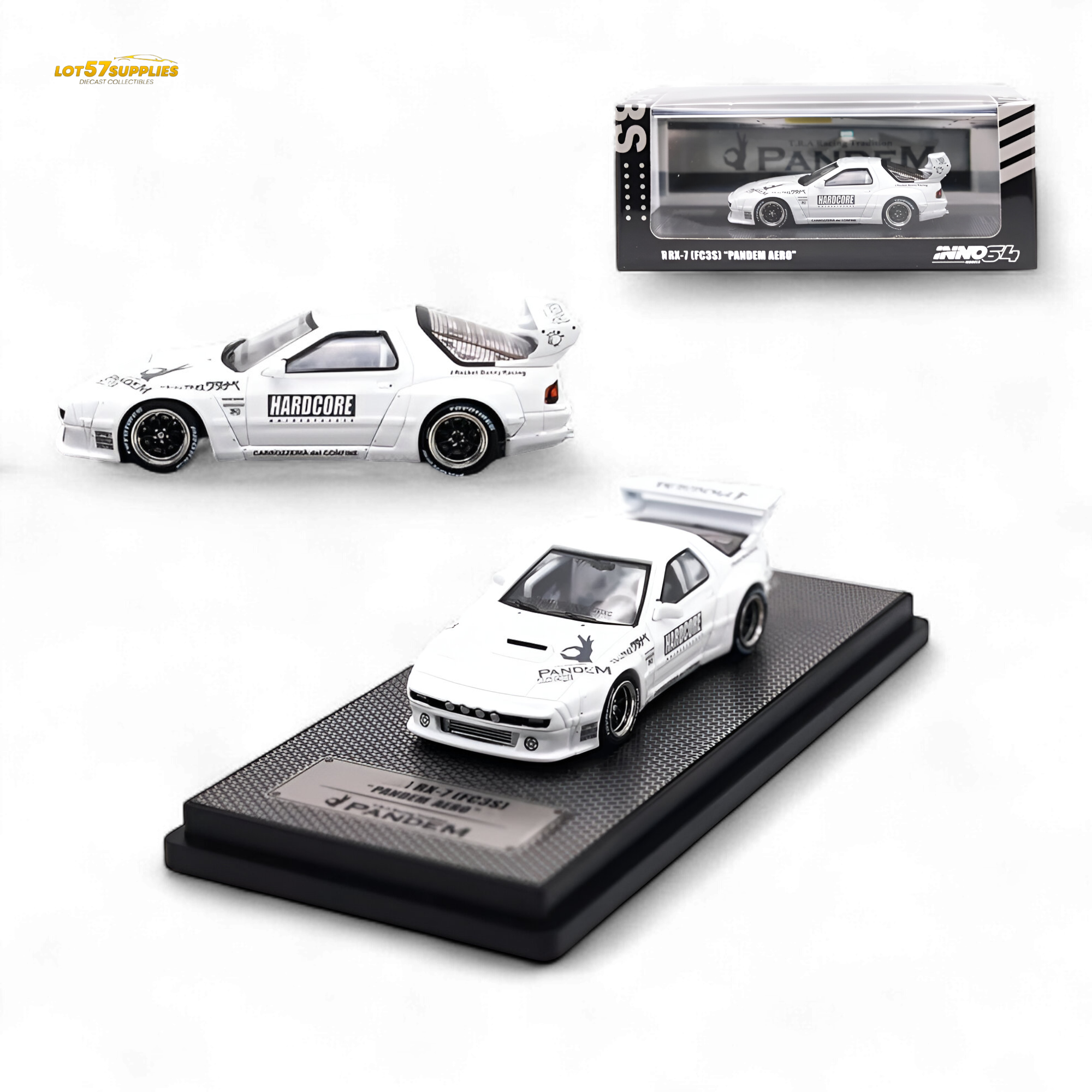 Inno64 MAZDA RX7 (FC3S) "PANDEM AERO" Hardcore Widebody Kit White 1:64 Main image