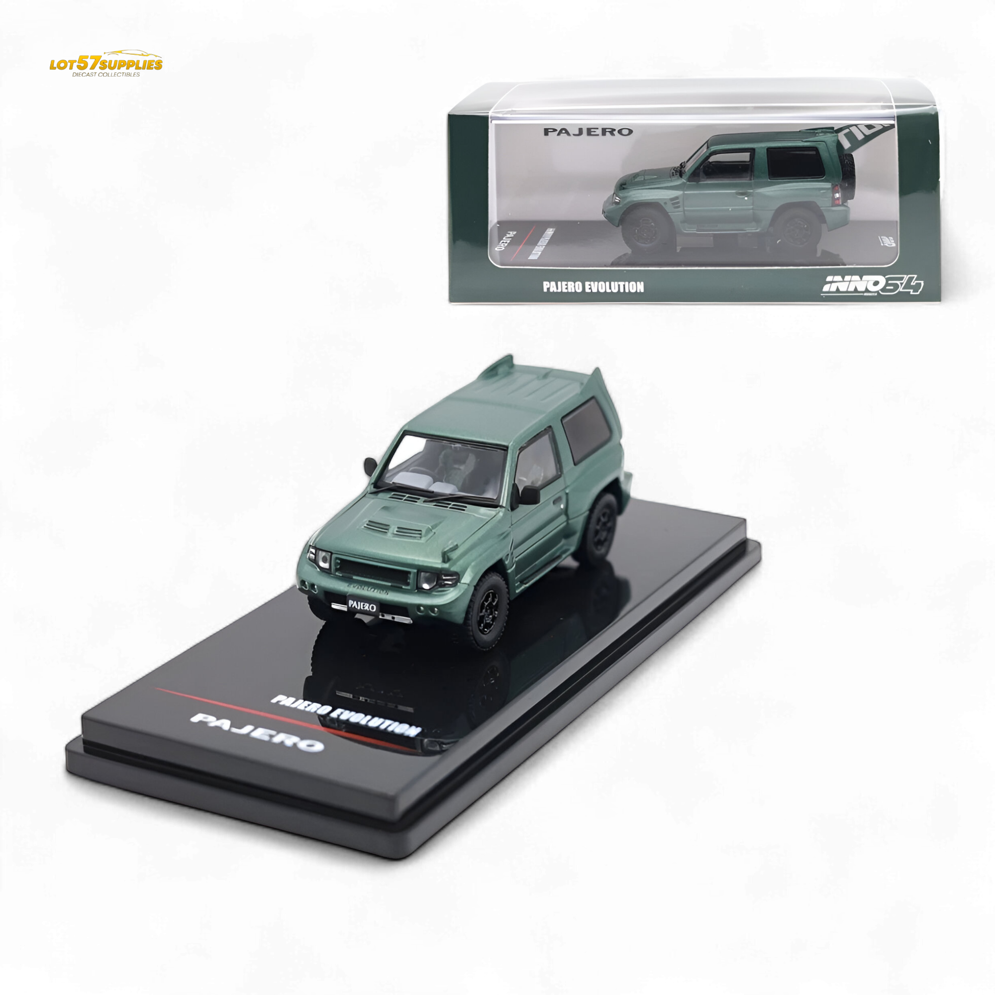 Inno64 MITSUBISHI PAJERO EVOLUTION Satin Green 1:64 Main image