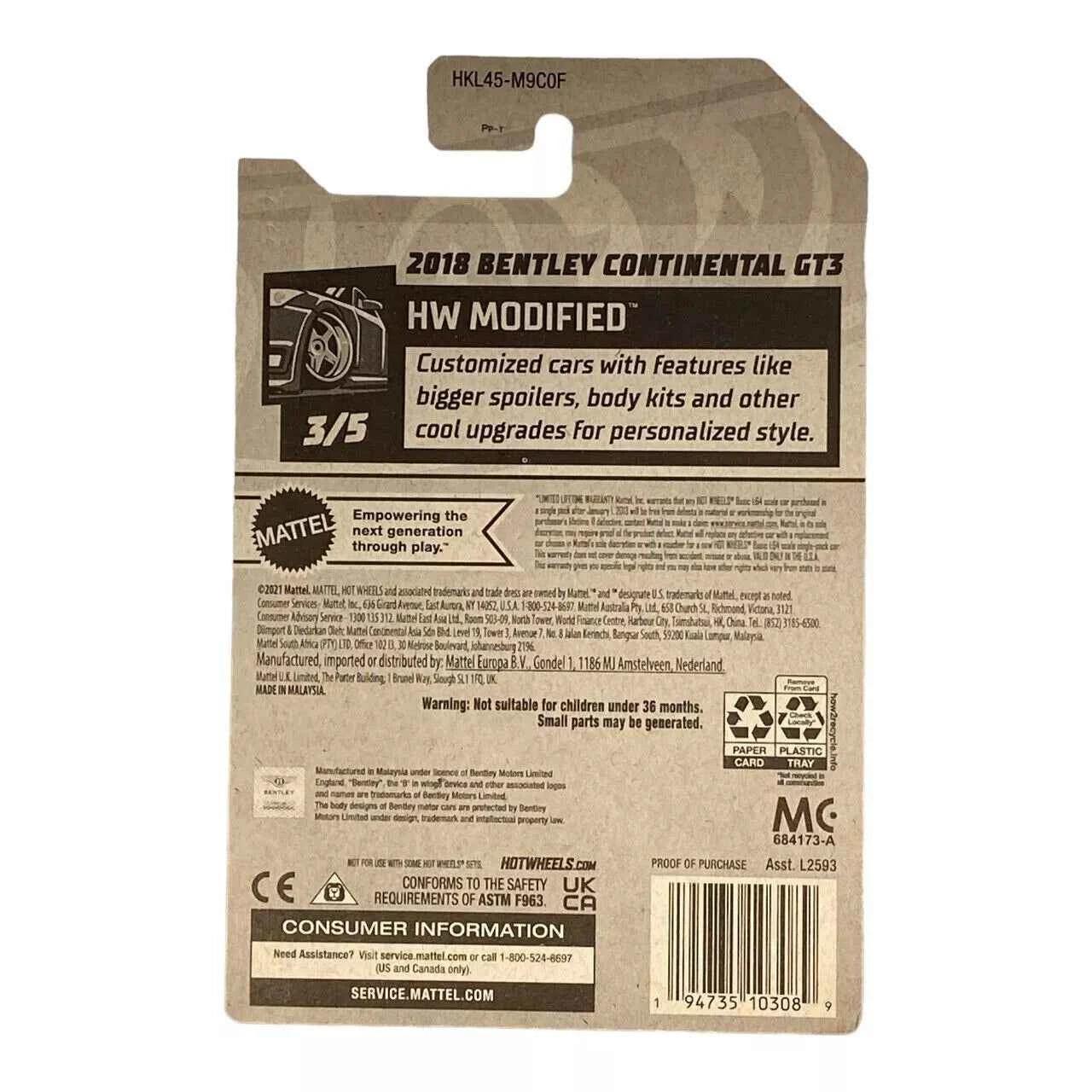 Hot Wheels 2018 Bentley Continental GT3 - Modified Series 3/5 -