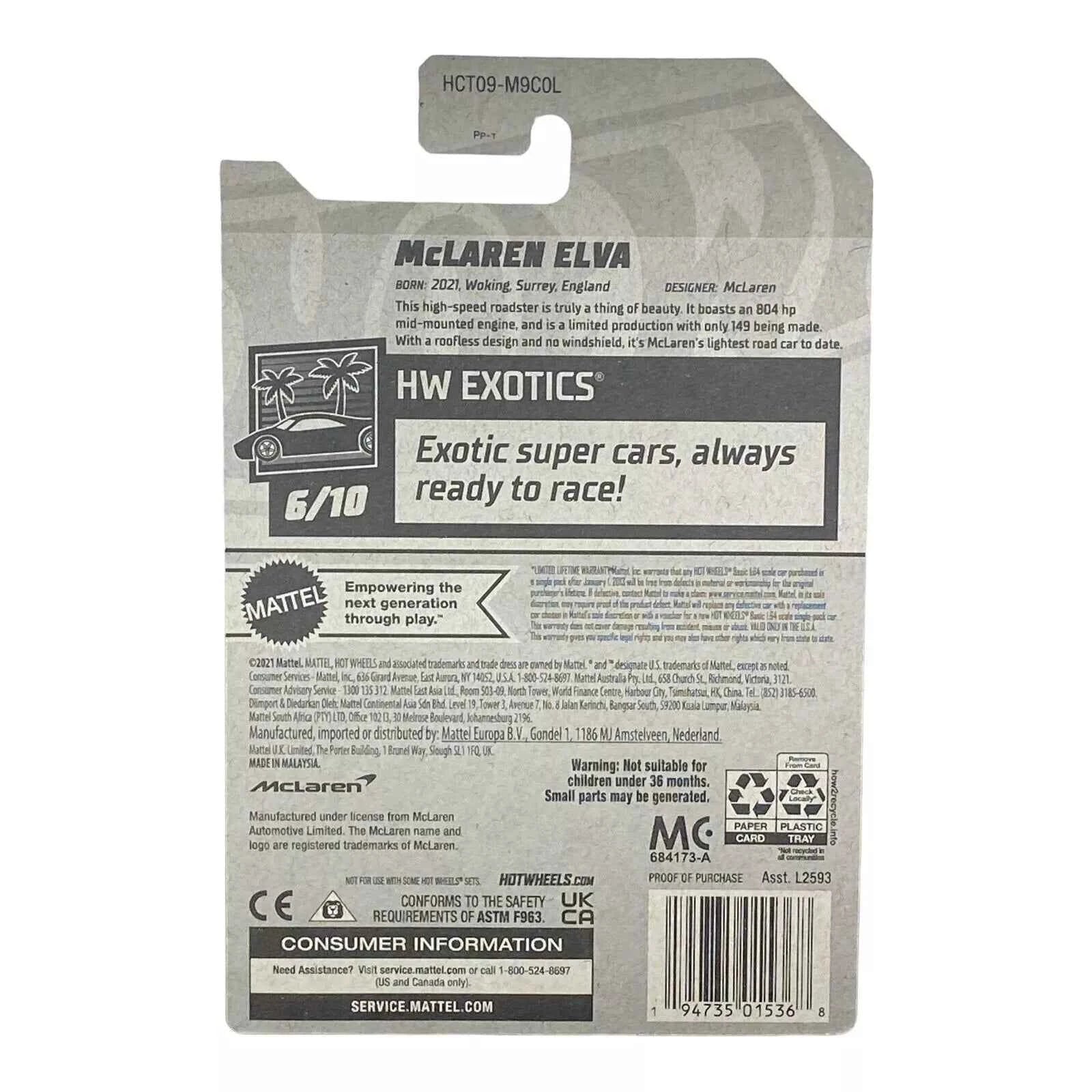 Hot Wheels McLaren Elva - Exotics Series 6/10 -