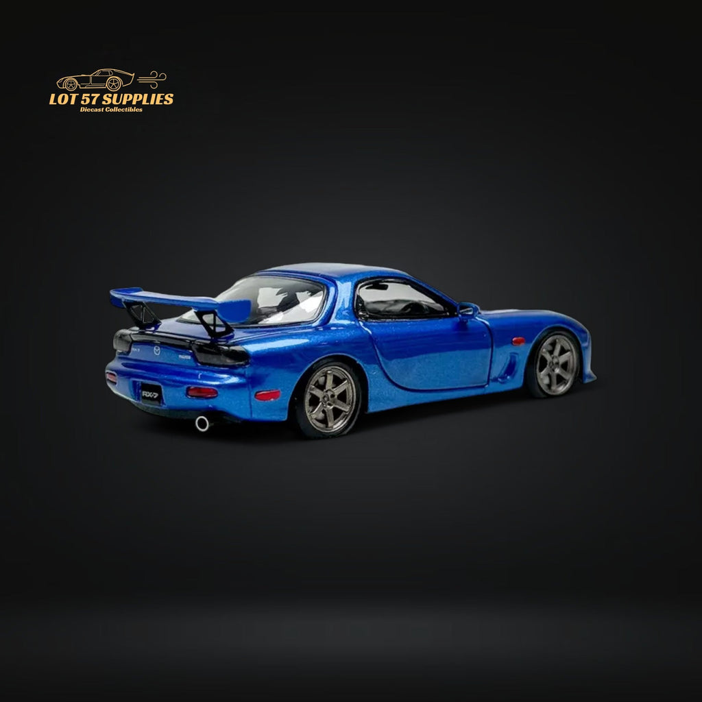 PGM Mazda RX-7 FD3S Metallic Blue Fully Openeable Luxury Base 1:64 - Collectors World Toys