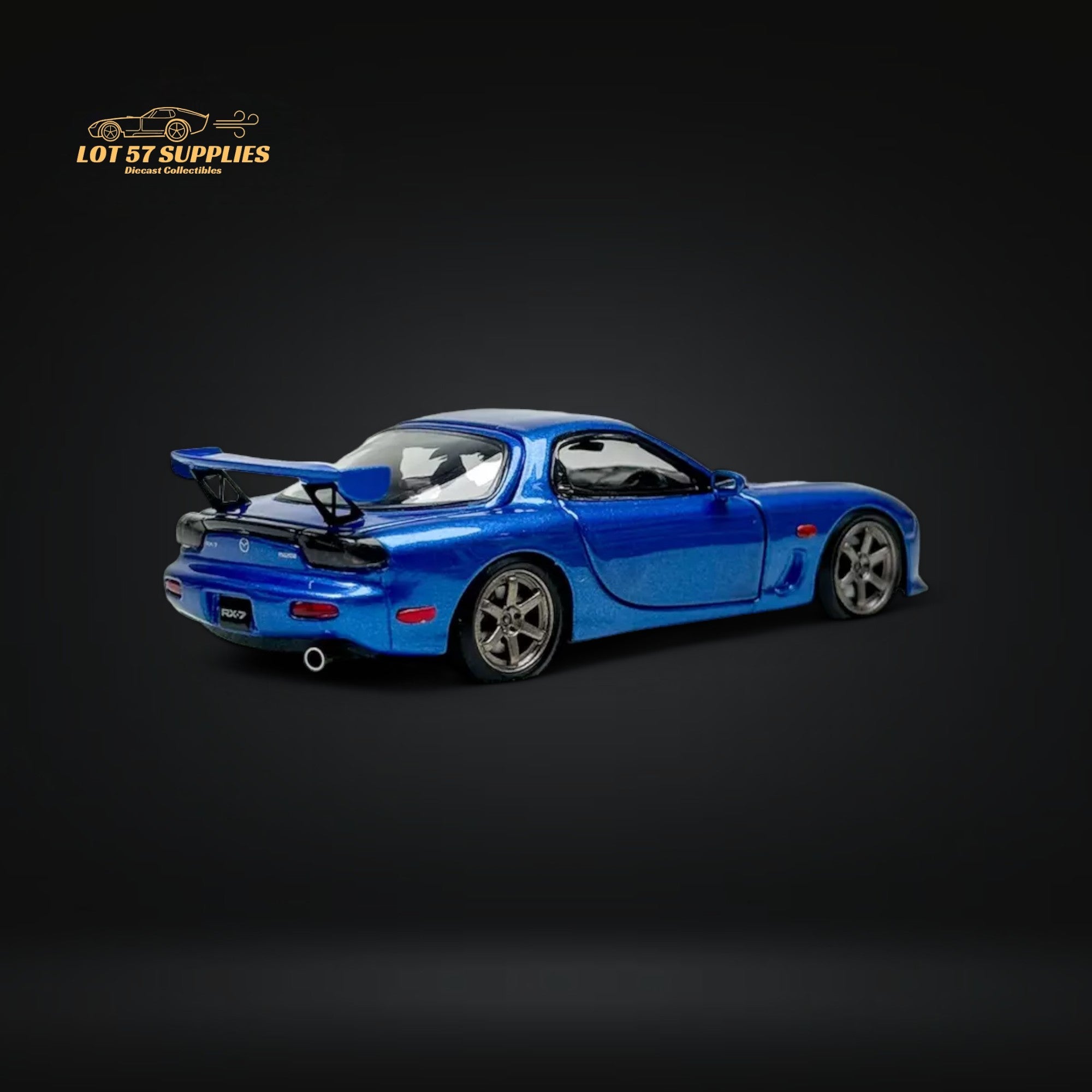 PGM Mazda RX-7 FD3S Metallic Blue Fully Openeable Luxury Base 1:64 - Collectors World Toys