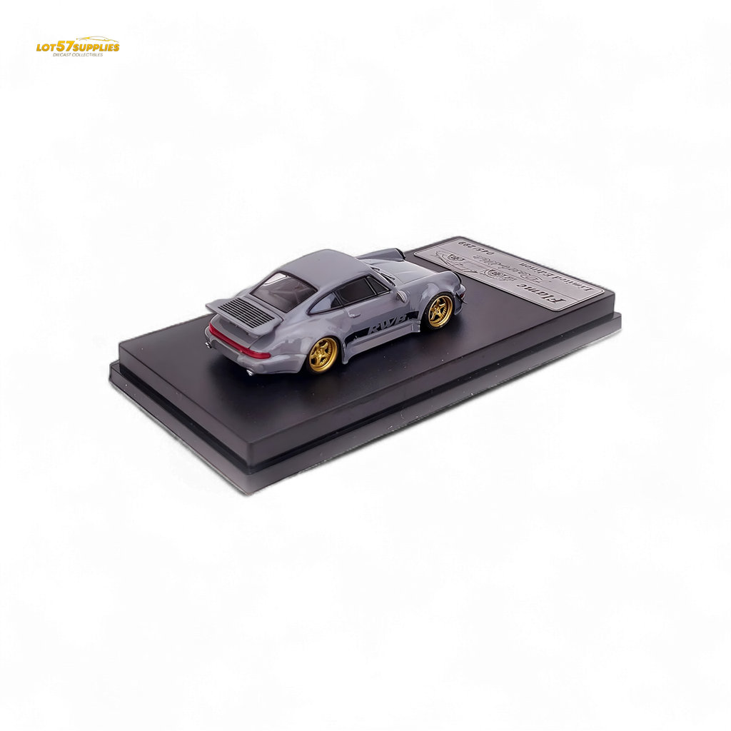 Flame Porsche 964 RWB Whale Tale in Cement Gray 1:64 - Collectors World Toys