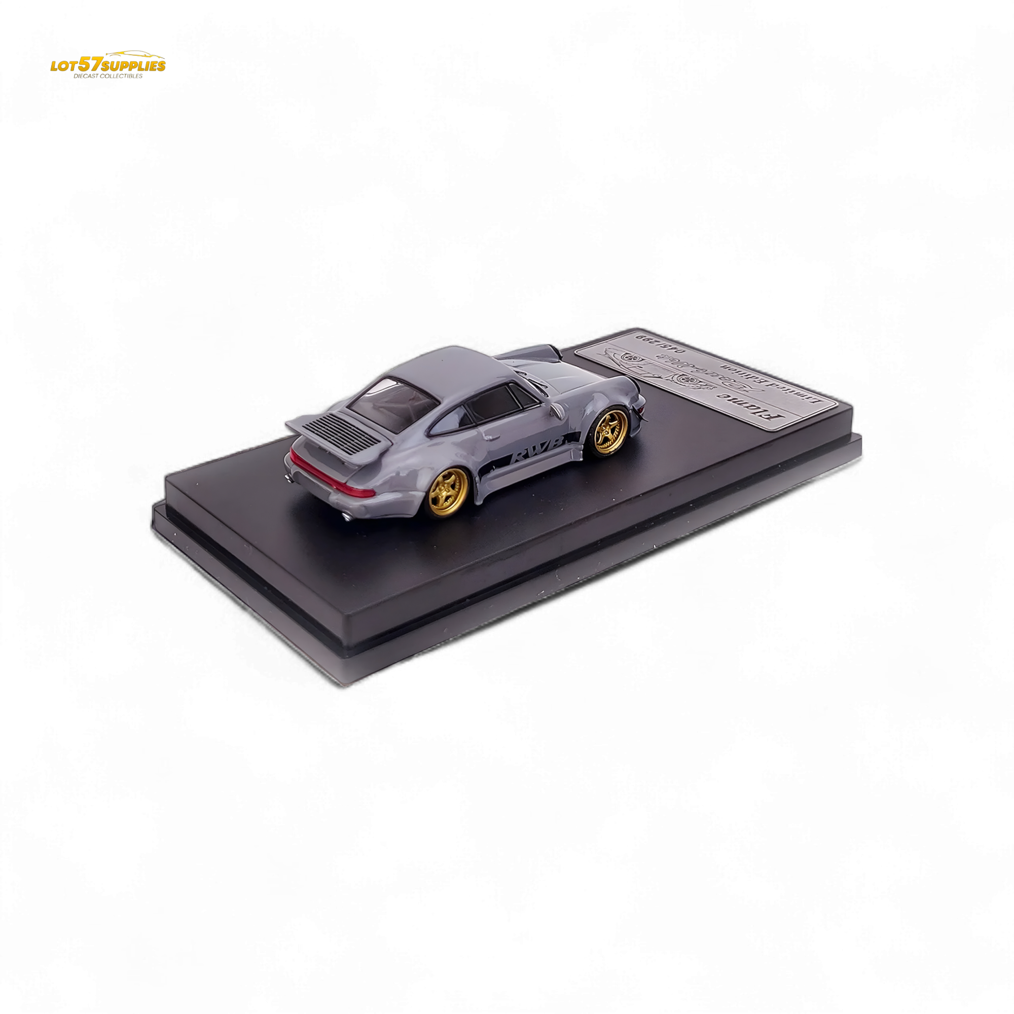 Flame Porsche 964 RWB Whale Tale in Cement Gray 1:64 - Collectors World Toys