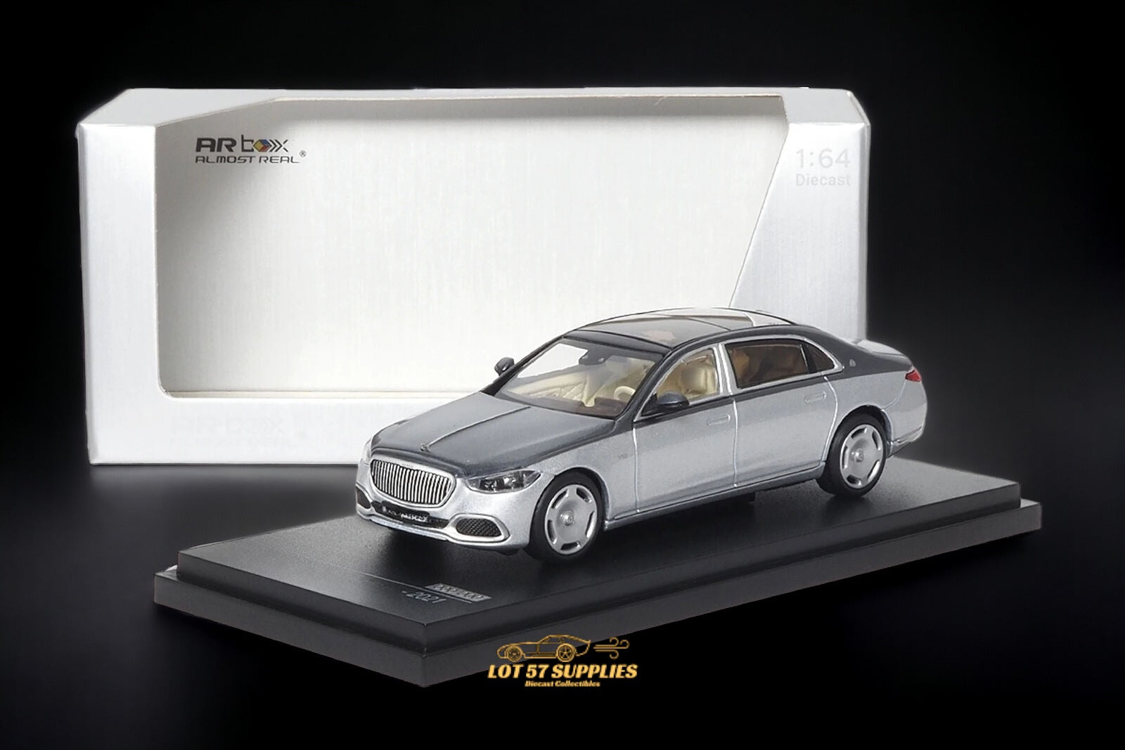 AR BOX 2021 Mercedes-Benz Maybach W223 Grey/ Hightech Silver 2-Tone Licensed Product 1:64 Main image