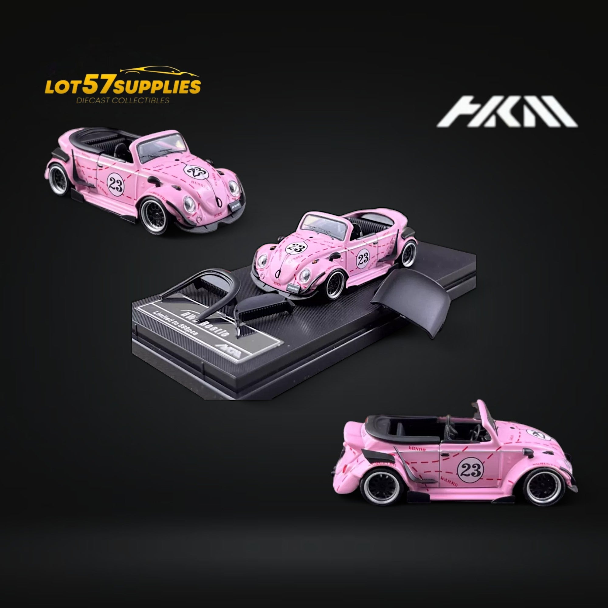 HKM Model VW Beetle Convertible Cabriolet Pink Pig Livery 1:64 Limited to 599 Pcs Main image