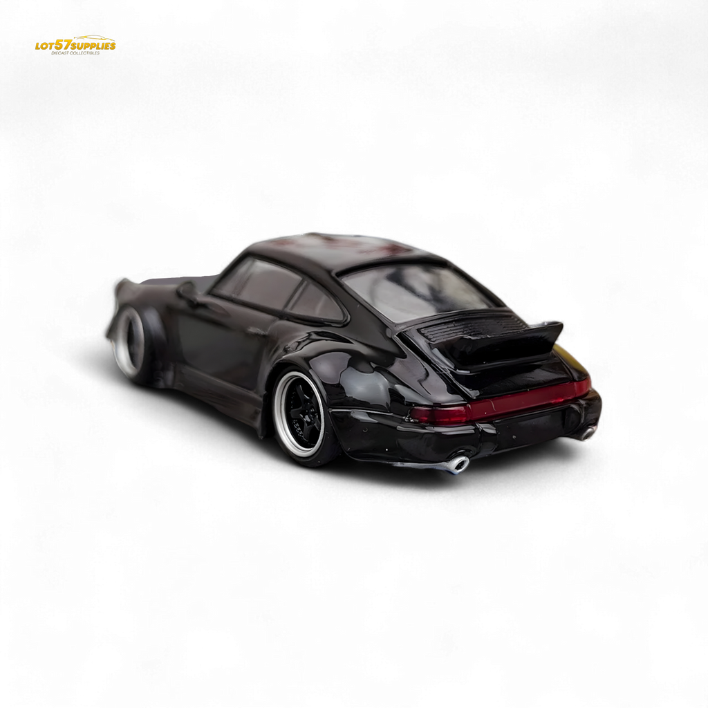 Flame Porsche 964 RWB Ducktail in Gloss Black 1:64 - Collectors World Toys
