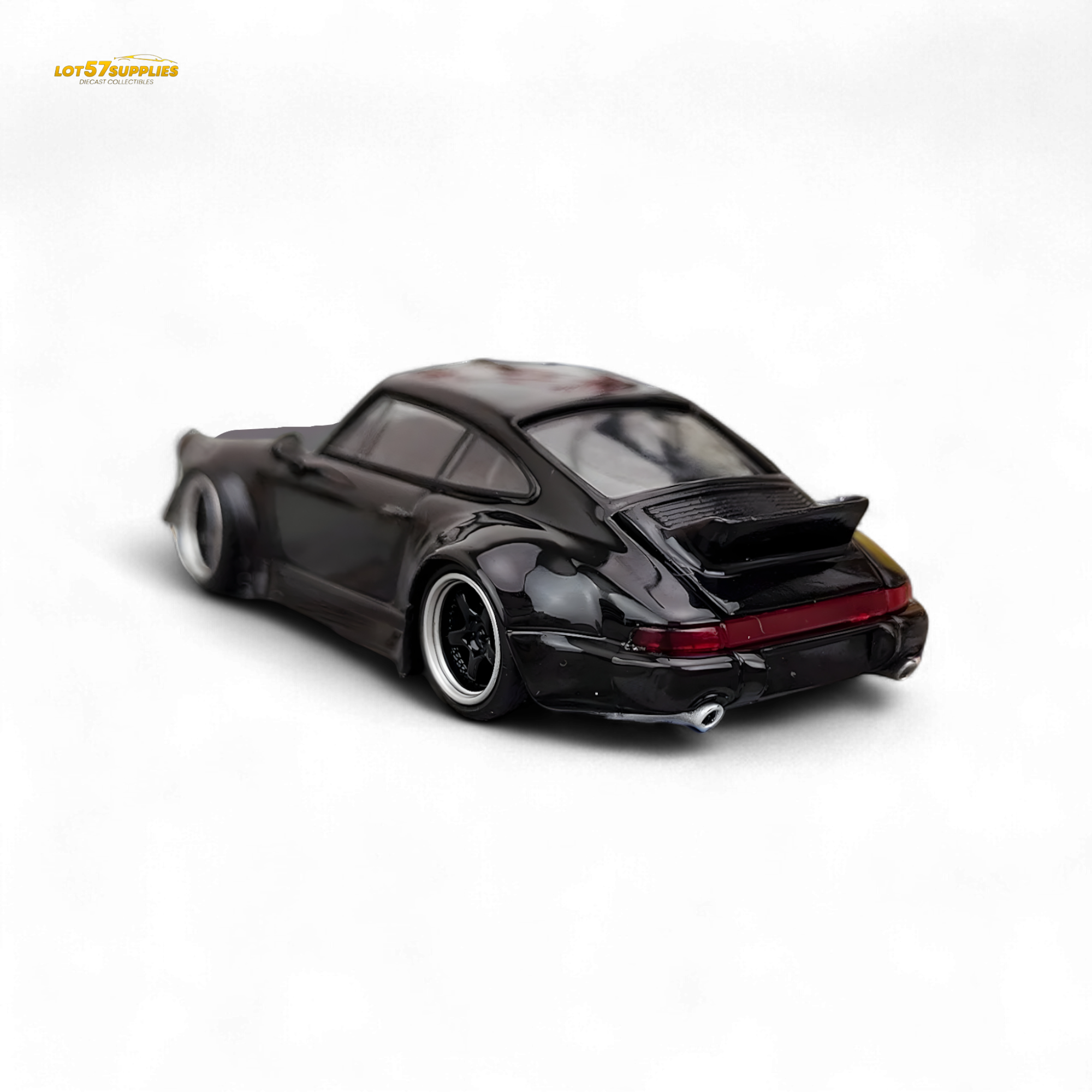 Flame Porsche 964 RWB Ducktail in Gloss Black 1:64 - Collectors World Toys