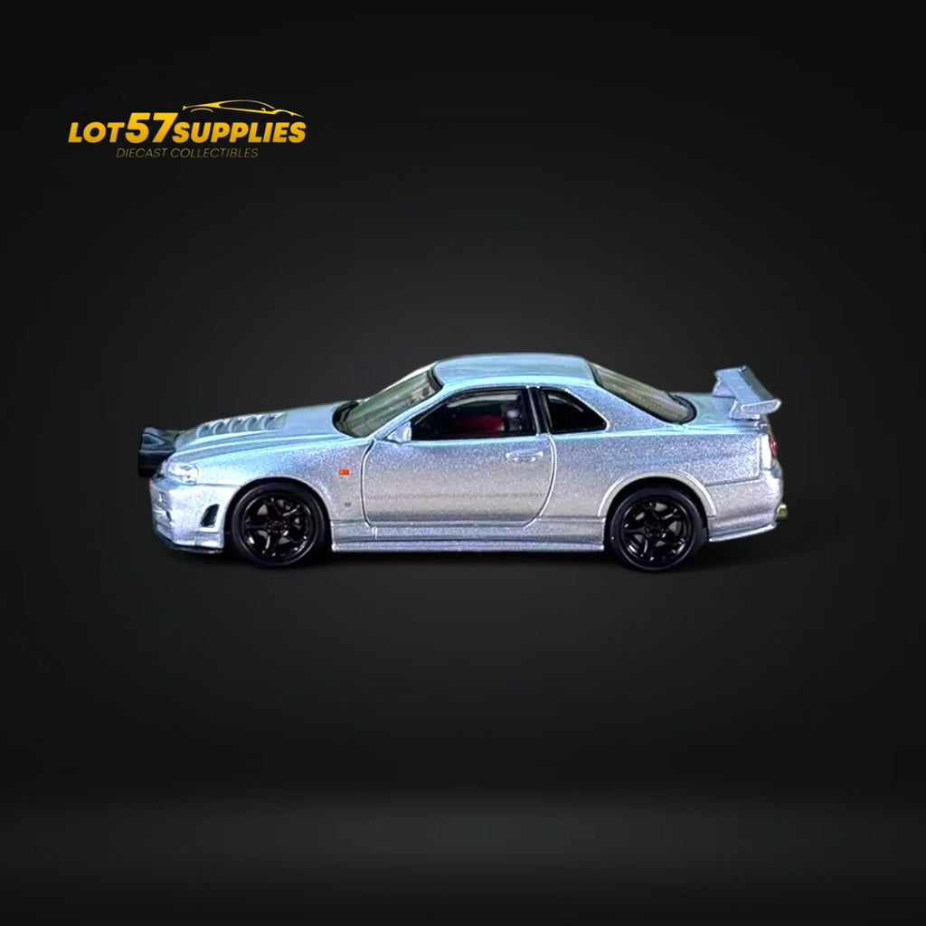 Street Weapon Nissan (R34) GT-R in Silver Snow Drift 1:64 - Collectors World Toys