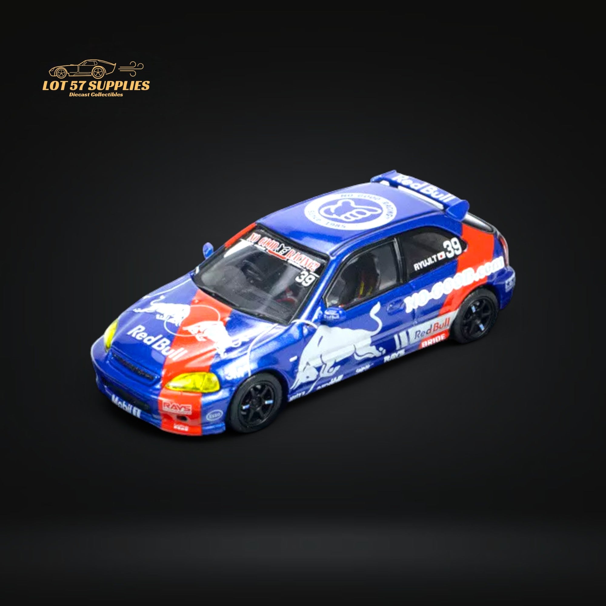 Inno64 Honda Civic Type-R EK9 #39 NO GOOD RACING Red Bull Livery 1:64 IN64-EK9-JDM16 - Collectors World Toys
