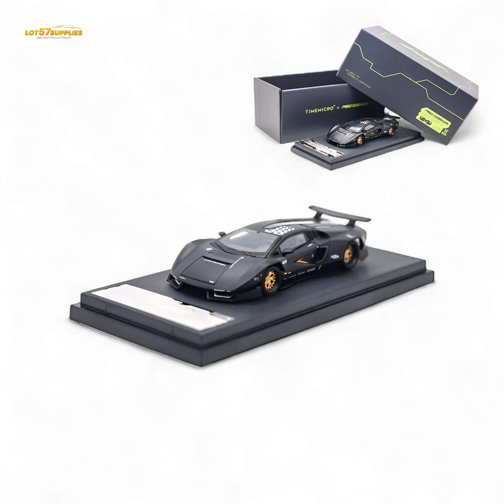 TimeMicro × PSC DESIGN Countach - Black 1:64 TM647701 Main image